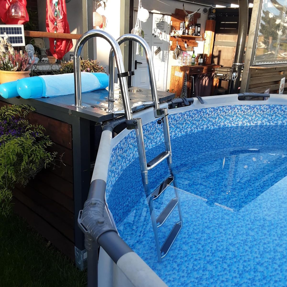 Escalera de barco plegable de acero inoxidable de 4 peldaños para barco, piscina y yate, con peldaños antideslizantes, pasamanos y capacidad de carga de 150 kg