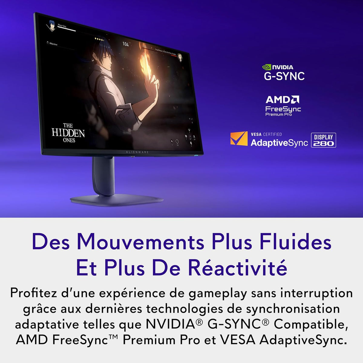 Monitor Gaming Alienware 27 - AW2725D, QHD (2560x1440), 280Hz, QD-OLED, 0.03ms, compatible con NVIDIA G-Sync, AMD FreeSync Premium Pro, DisplayHDR True Black 400, USB-C, HDMI, DisplayPort, garantía de 3 años