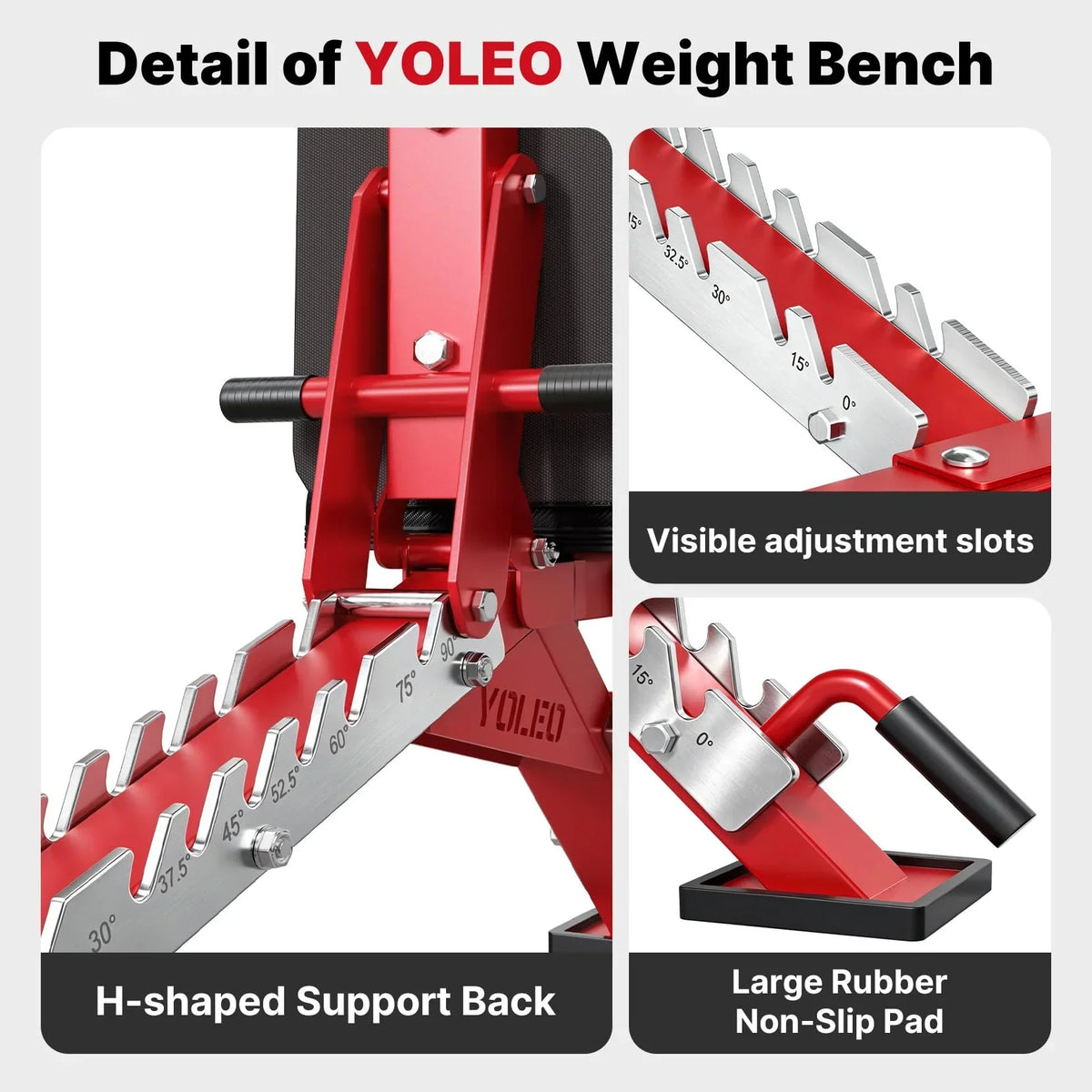 Banco de pesas ajustable YOLEO hasta 1050 kg para gimnasio en casa, banco inclinado, plano y declinado, 90% preensamblado