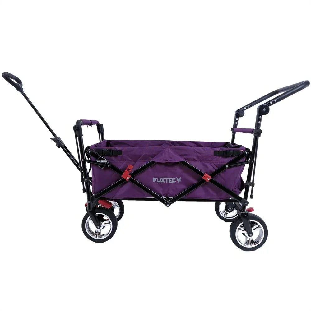 Carrito plegable FUXTEC FX-CT700, carro plegable gris para el transporte de niños, ciudad, campo, playa o montaña - con capota anti-UV, asa de empuje, freno de mano delantero y trasero, el original