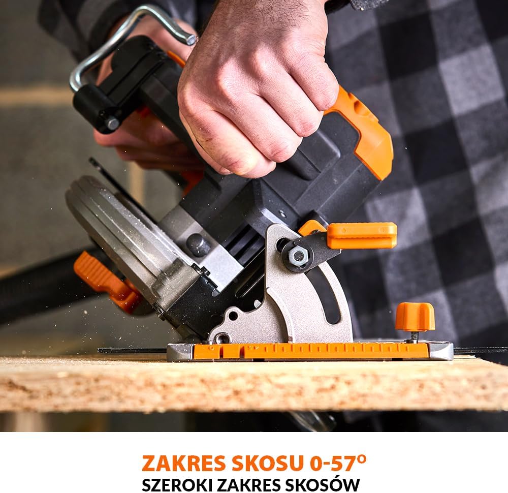 Evolution Power Tools R185CCS-Li Pilarka tarczowa akumulatorowa bezszczotkowa 18 V Li-Ion z tarczą do wielu materiałów, do cięcia drewna, metalu, plastiku, z prowadnicą, bez akumulatora, 185 mm