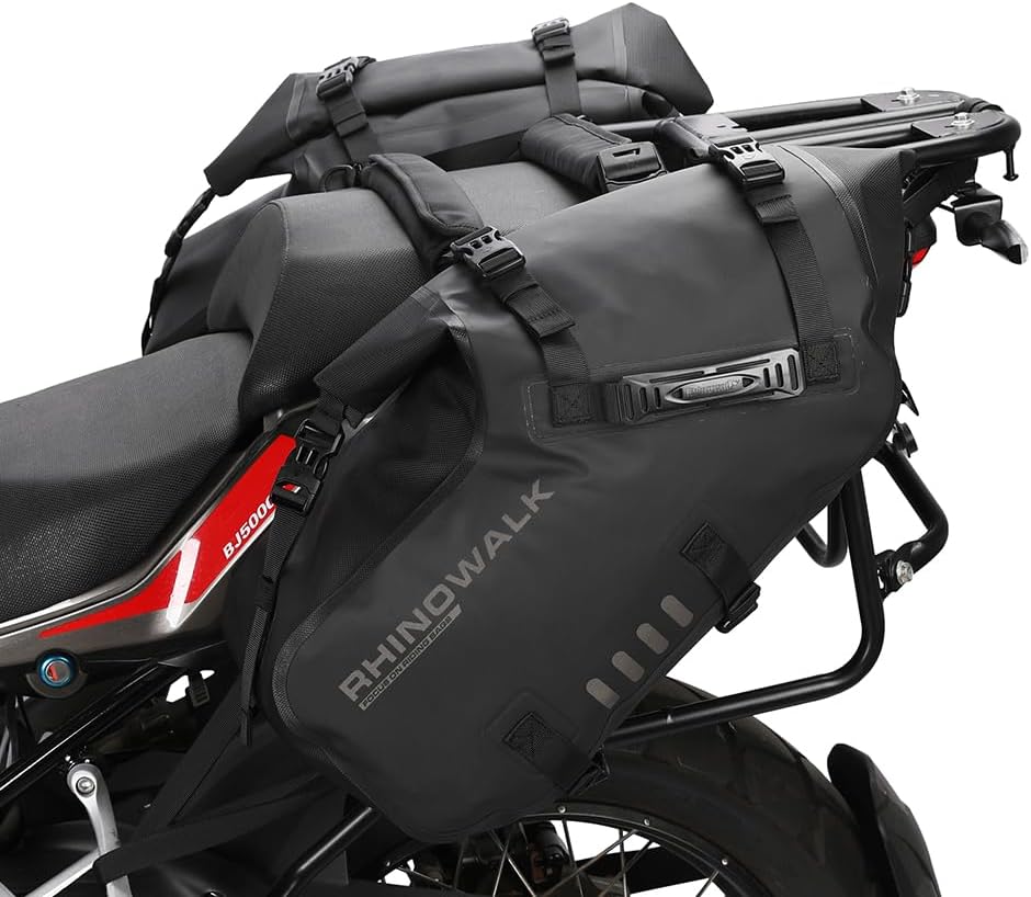 Rhinowalk Alforjas para Moto Impermeables Antivibración Bolsas Laterales de Motor Bolsos de Hombro para Moto 28L, 1 Par