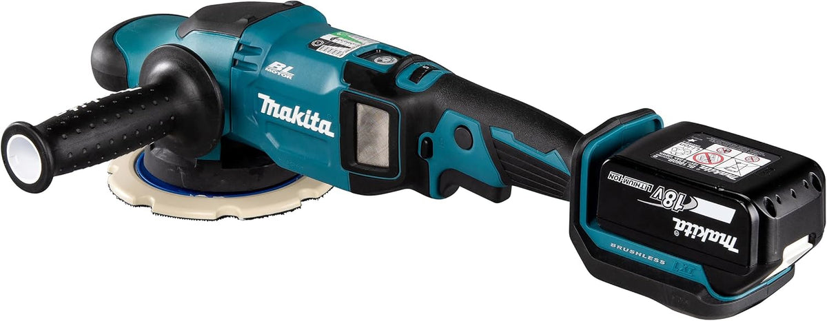 Pulidora excéntrica Makita DPO600TKX1, 1 batería más cargador en maletín de transporte, azul, 18 V / 5,0 Ah