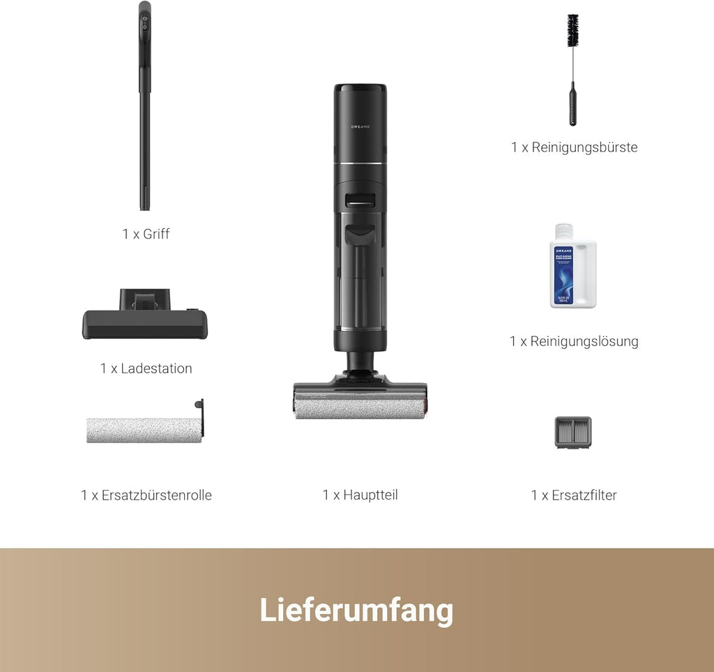 Aspiradora en seco y húmedo DREAME H12 Pro Ultra, limpieza de cepillo a 60 °C, secado con aire caliente de 30 min, autolimpieza con rascador fijo, potencia de succión de 16.000 Pa, limpieza de doble borde, detección y ajuste inteligentes