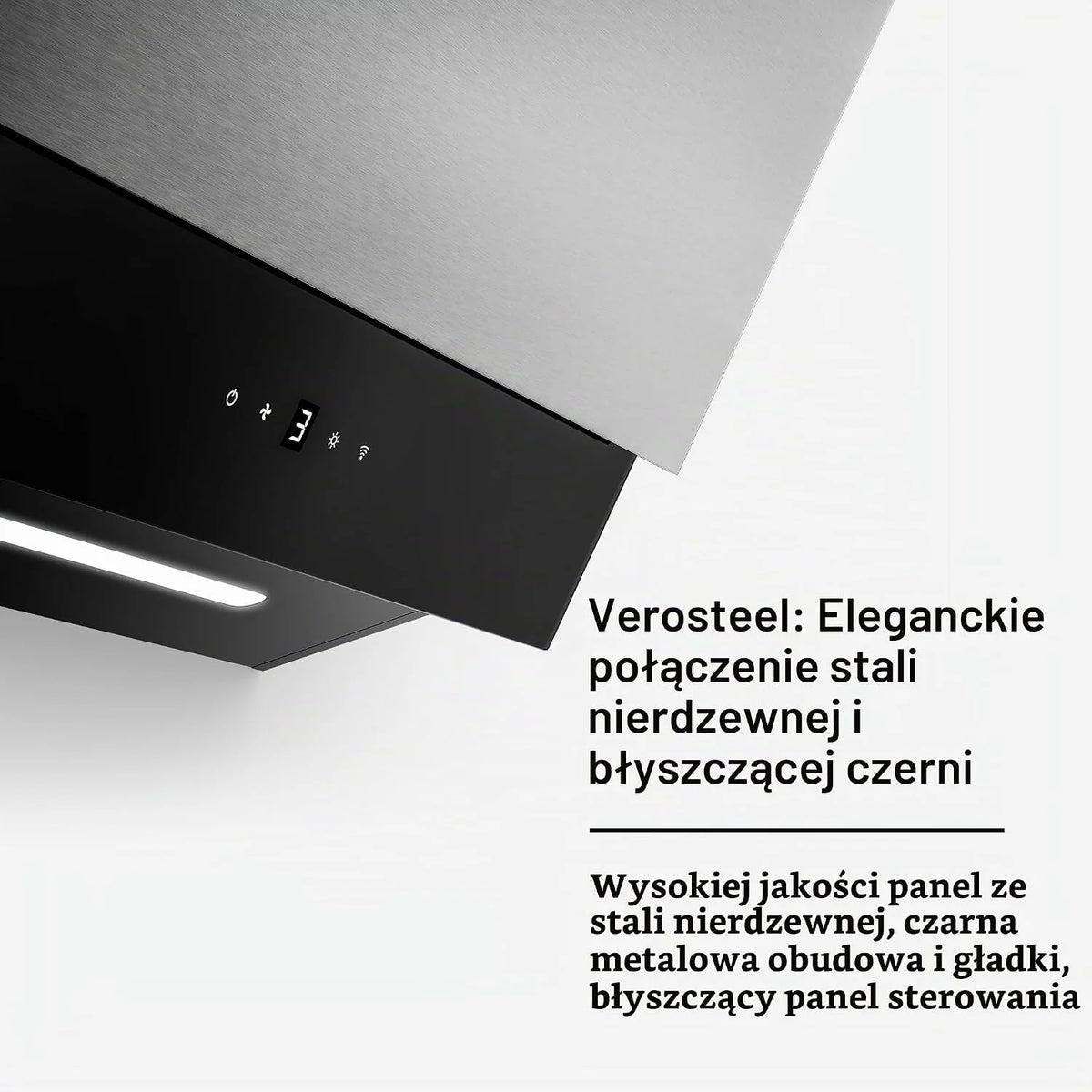 Klarstein Okap kuchenny, Verosteel 60 cm – Okap przyścienny skośny, 624 m³/h, energooszczędny A++, dotykowy, LED, cichy, ze stali nierdzewnej i szkła, filtr przystosowany do mycia w zmywarce