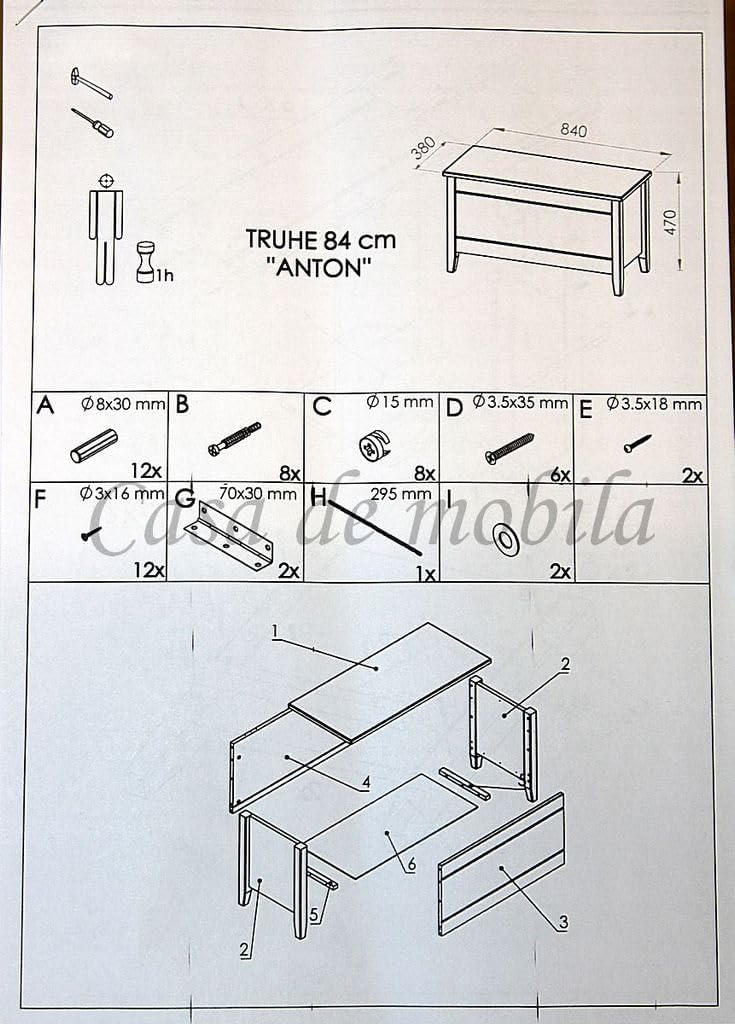 Baúl de madera maciza Casa 84 cm, haya núcleo maciza, barnizado natural