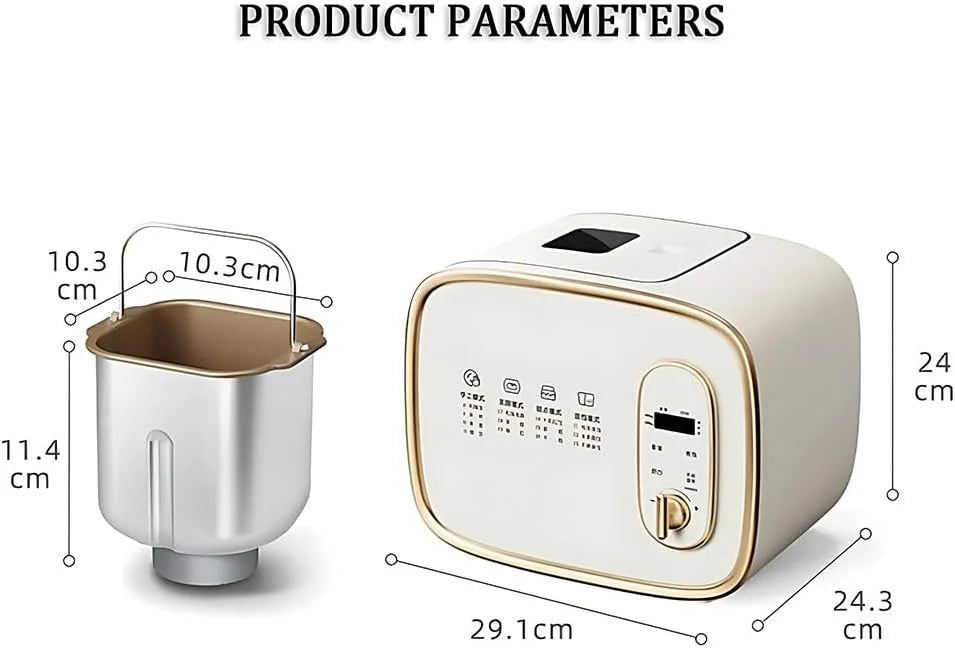 Maszyna do chleba, w pełni automatyczna maszynka do chleba 13 w 1 o pojemności 600 g, programowalny timer 15-godzinny, symulowane ogrzewanie pieca, funkcja utrzymywania ciepła, fermentacja i dżem