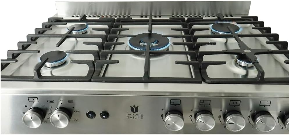 Cocina de gas Gasline con armario para bombona 90cm GAG90GOXFL, 5 quemadores Sabaf, encendido eléctrico y sistema de seguridad por corte de gas, propano GLP...