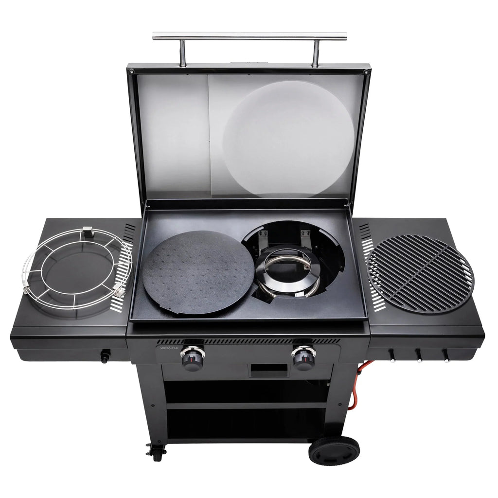 Charbroil Gasgrill Plancha Versa Tile 3en1 Plancha, Parrilla y Horno de pizza, placa de cocción con revestimiento cerámico de 70x50 cm