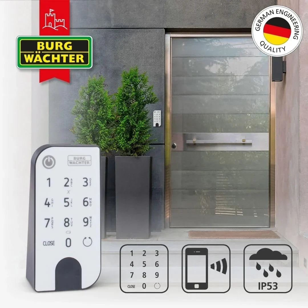 BURG-WÄCHTER Cerradura electrónica para puerta ENTRYeasy 7601 PIN, cilindro, teclado, aplicación, código PIN, llave inalámbrica, negro, acero inoxidable