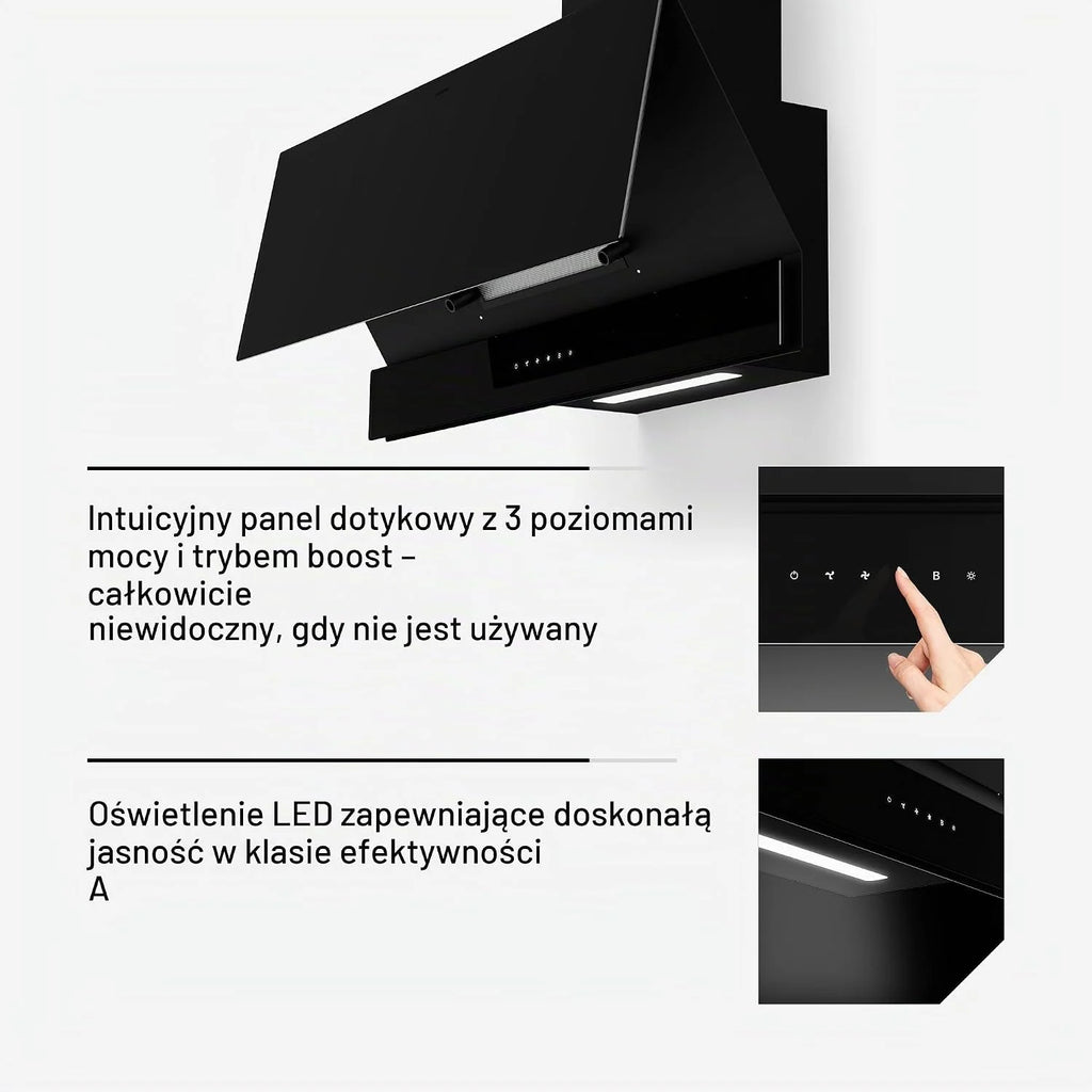 Klarstein Velaire okap kuchenny 90 cm, zwiększenie efektywności energetycznej 820 m³/h, klasa energetyczna A++, obsługa dotykowa, LED, cichy, filtr aluminiowy i z węglem aktywnym, okap kuchenny 90 cm