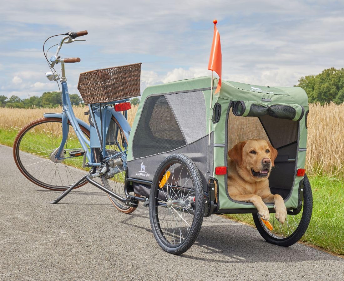 Remolque y carrito para perros de hasta 45 kg, plegable, ruedas neumáticas de 20 pulgadas, suspensión, correa de seguridad, reflectores, protección contra insectos