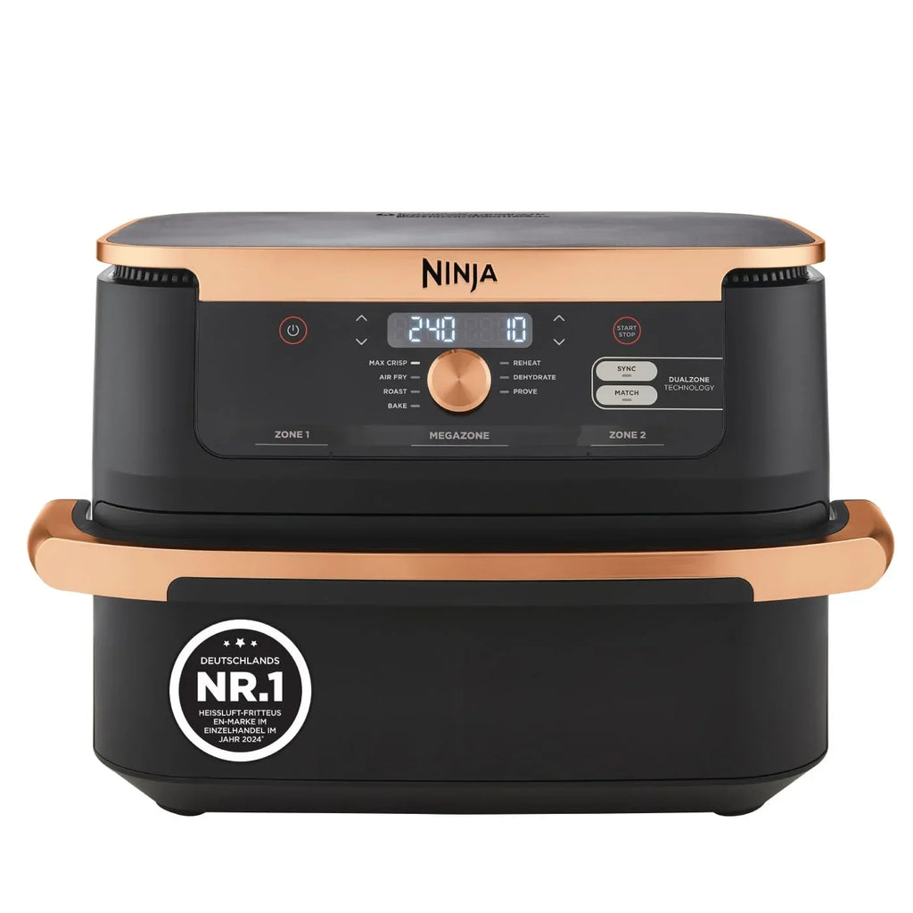 Freidora de aire Ninja Foodi FlexDrawer Dual Zone AF500EUCP 10,4 L con separador extraíble, 7 en 1, negro y cobre