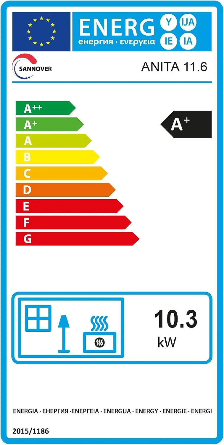 Piec na pellet powietrzny Anita 11,6 kW Bordeaux Sannover