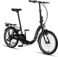 Bicicleta plegable premium PACTO para adultos - cuadro de aluminio de 27 cm, ruedas de aluminio de 20 pulgadas, 6 velocidades Shimano