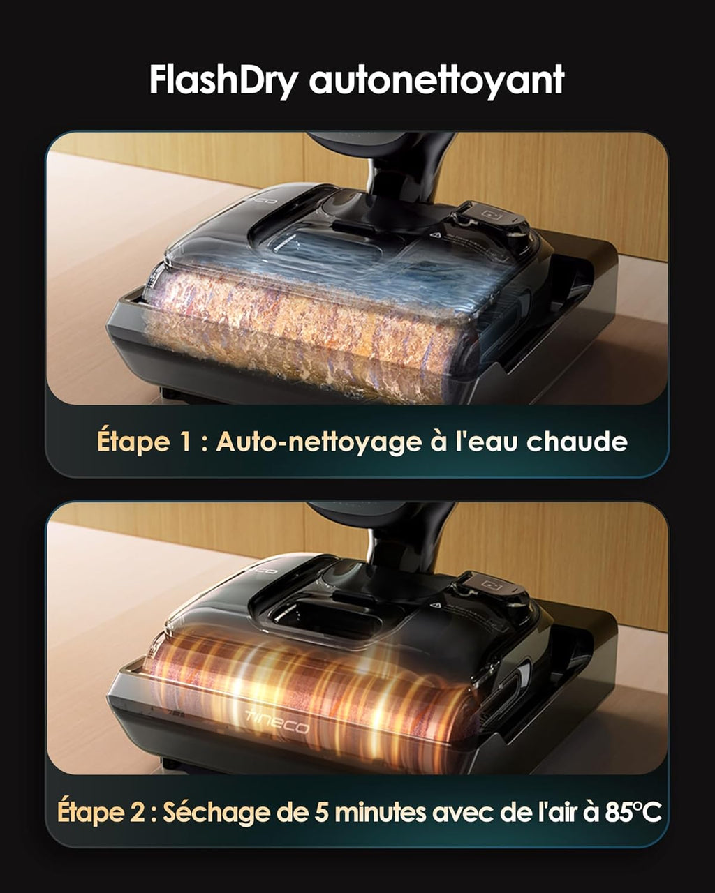 Tineco Floor One S7 Artist Aspiradora Fregadora, Aspiradora Escoba sin Cable, Potente succión de 22 kPa, Limpieza de doble borde, 50 min de autonomía, se reclina a 180°, Flashdry a 85°C, diseño antienredos