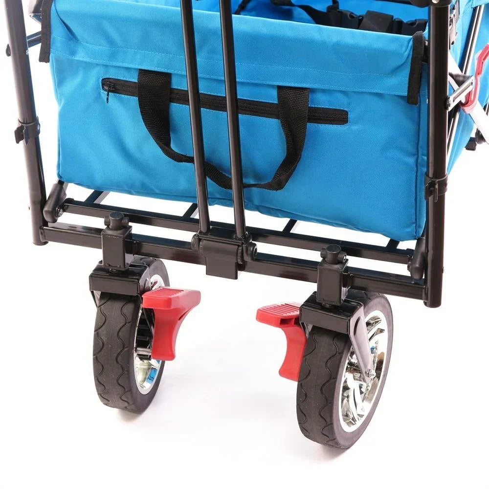 Carrito plegable FUXTEC FX-CT700, carro plegable gris para el transporte de niños, ciudad, campo, playa o montaña - con capota anti-UV, asa de empuje, freno de mano delantero y trasero, el original