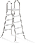Escalera de piscina de acero inoxidable de 4 peldaños, escalera para piscina elevada, escalera de 132 cm de altura, peldaños de piscina para piscinas elevadas, escalera de piscina con capacidad de carga de 250 kg
