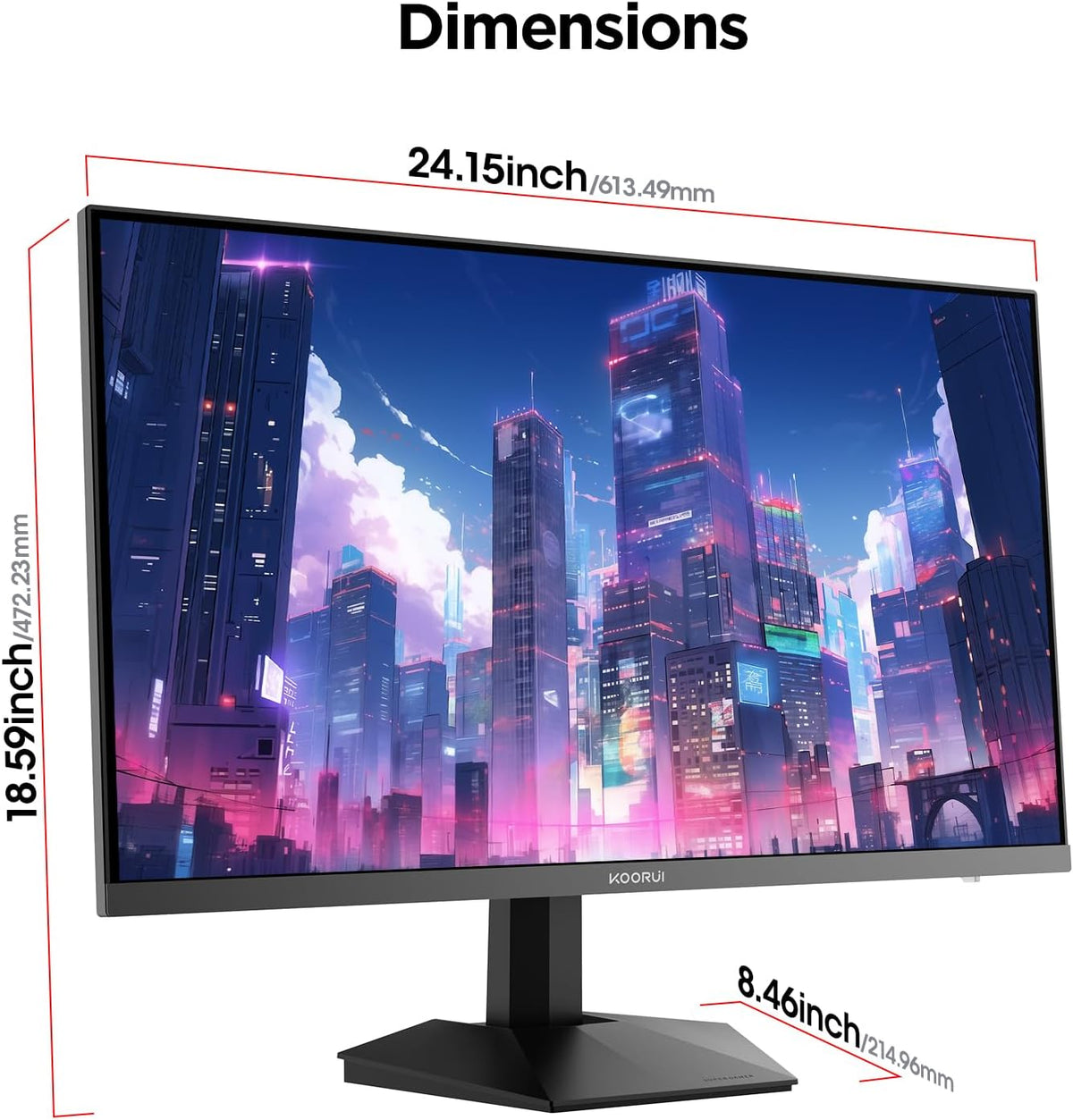 Monitor Gaming KOORUI 27 pulgadas, Fast IPS 200Hz HDR 400 1ms, Monitor de ordenador para juegos, DCI-P3 95% 350 nits, Adaptive-Sync, compatible con VESA 75 * 75mm, HDMI 2.0/DP1.4