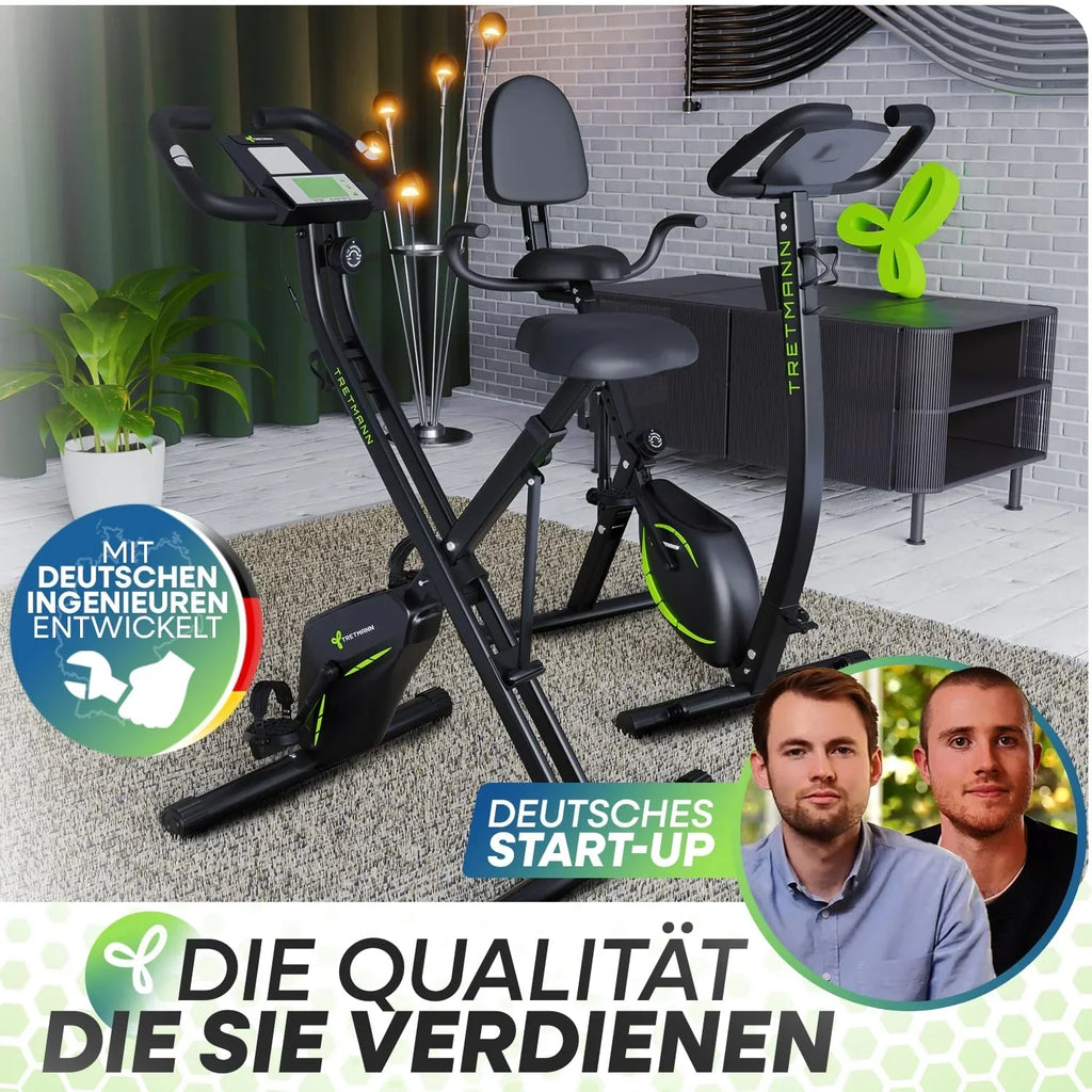 Bicicleta estática plegable Tretmann Home con resistencia magnética de 16 niveles, asiento acolchado y capacidad de carga de 150 kg