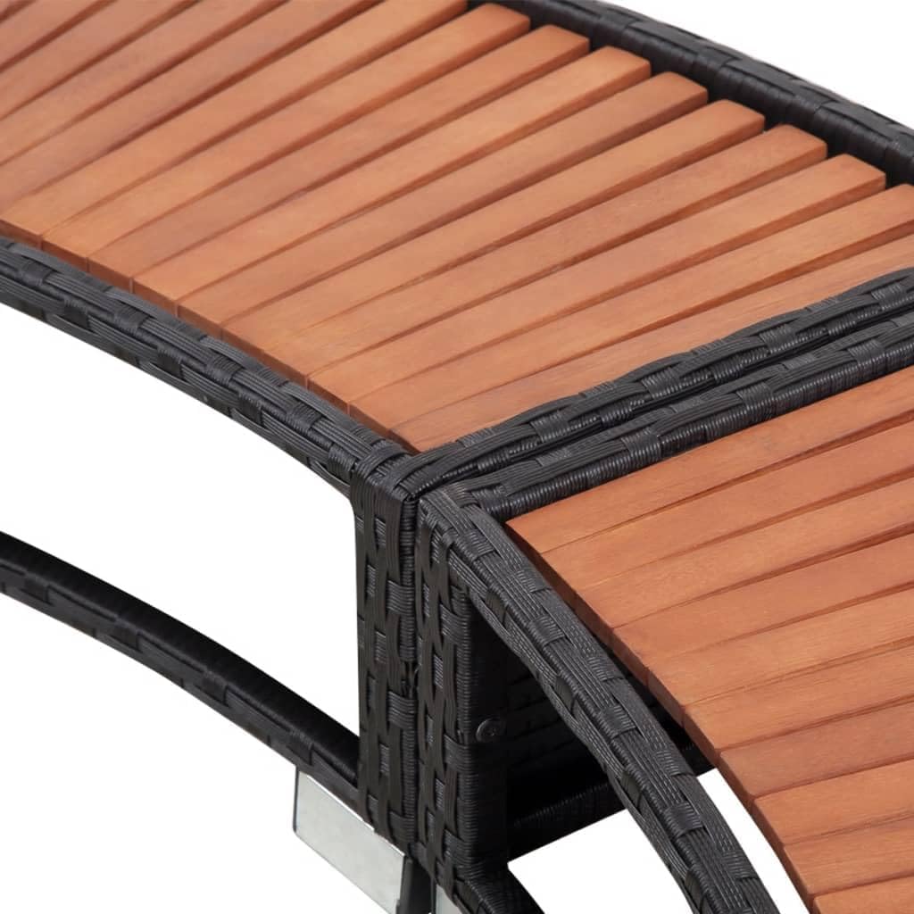 Hommdiy - Borde con almacenamiento para jacuzzi, spa y piscina, borde de piscina de poliratán negro, madera dura, redondo, acero con recubrimiento en polvo, negro, publicidad de piscina, 41454110