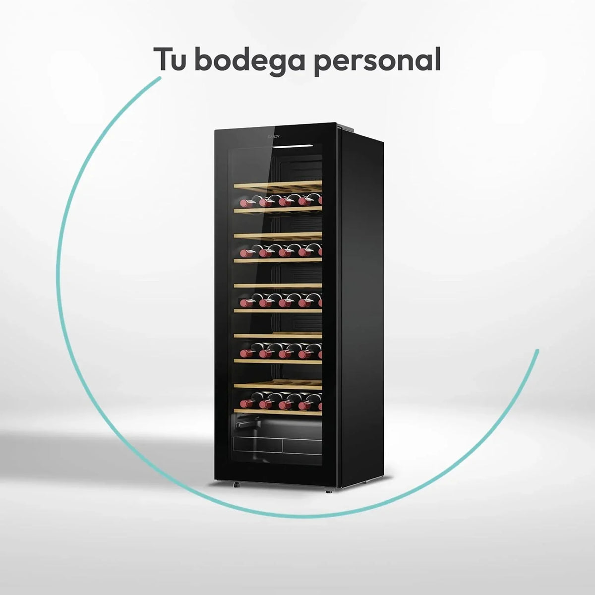 Candy DiVino CWC058, Vinoteca, 58 Botellas, WiFi, App hOn, Puerta Reversible, 10 Baldas, Tratamiento Anti-UV, Compresor Antivibraciones, Iluminación LED, Control Digital, Tirador Integrado, 37 dB, Negro