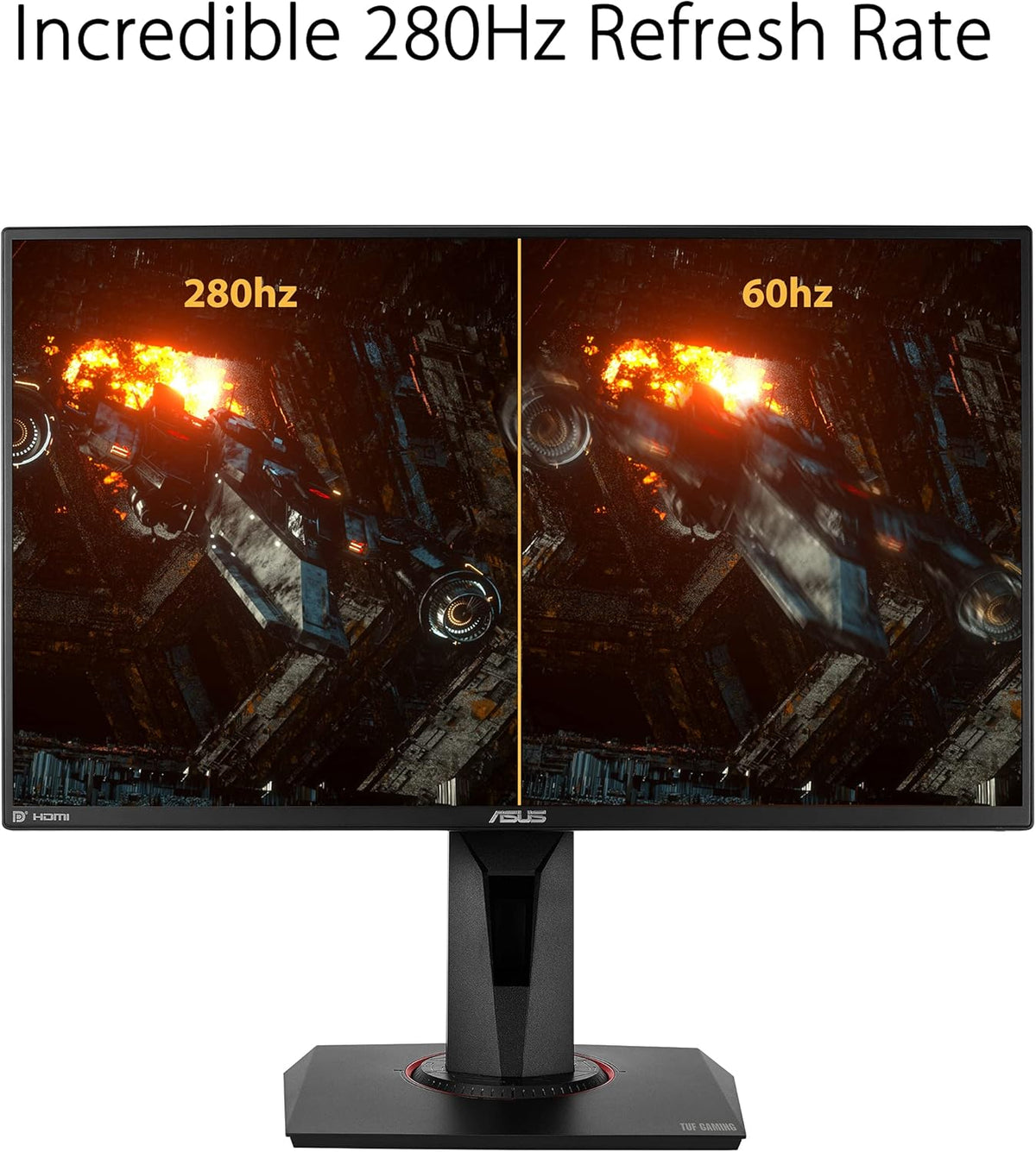 ASUS TUF Gaming VG259QM - Monitor Gaming eSport 24,5" FHD - Panel IPS - 280Hz - 1ms - 16:9 - 1920x1080 - 400cd/m² - Display Port y 2x HDMI - Nvidia G-Sync - Extreme Low Motion Blur - HDR 400, Negro