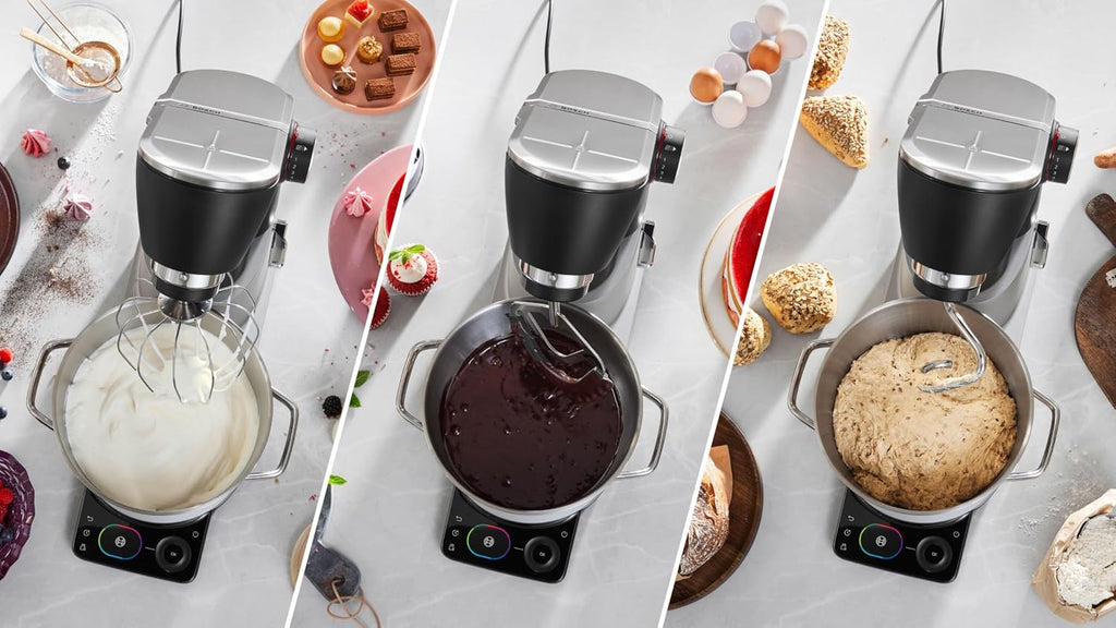 Bosch, robot kuchenny Serie 8, z wagą, silnik 1800 W chłodzony powietrzem, system mieszania planetarnego 3D, zestaw cukierniczya, misa 6,0 l, dodatkowa misa, metalowa obudowa, MUMS8ZS18