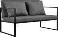 casa.pro Banco de jardín 'Lerum' 70 x 114 x 60 cm Sofá de jardín Banco Banco de parque Banco de asiento Lounge Hierro Negro/Gris oscuro