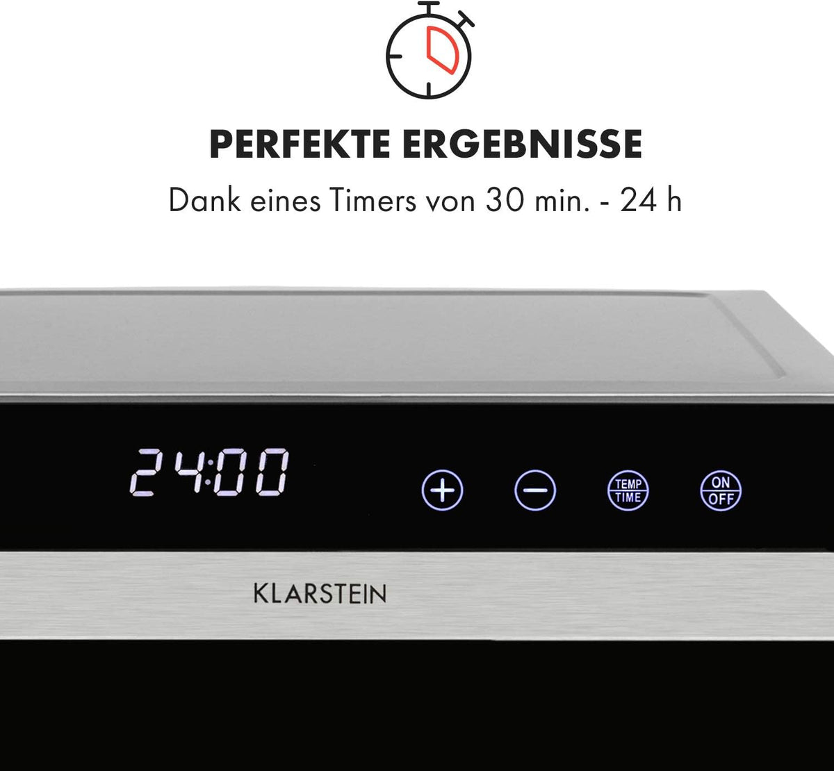 Deshidratador de alimentos Klarstein Flavour Dry con carcasa de acero inoxidable, 6 bandejas, pantalla táctil LCD, temporizador, circulación de aire de 360°, termostato digital, 35-75 °C