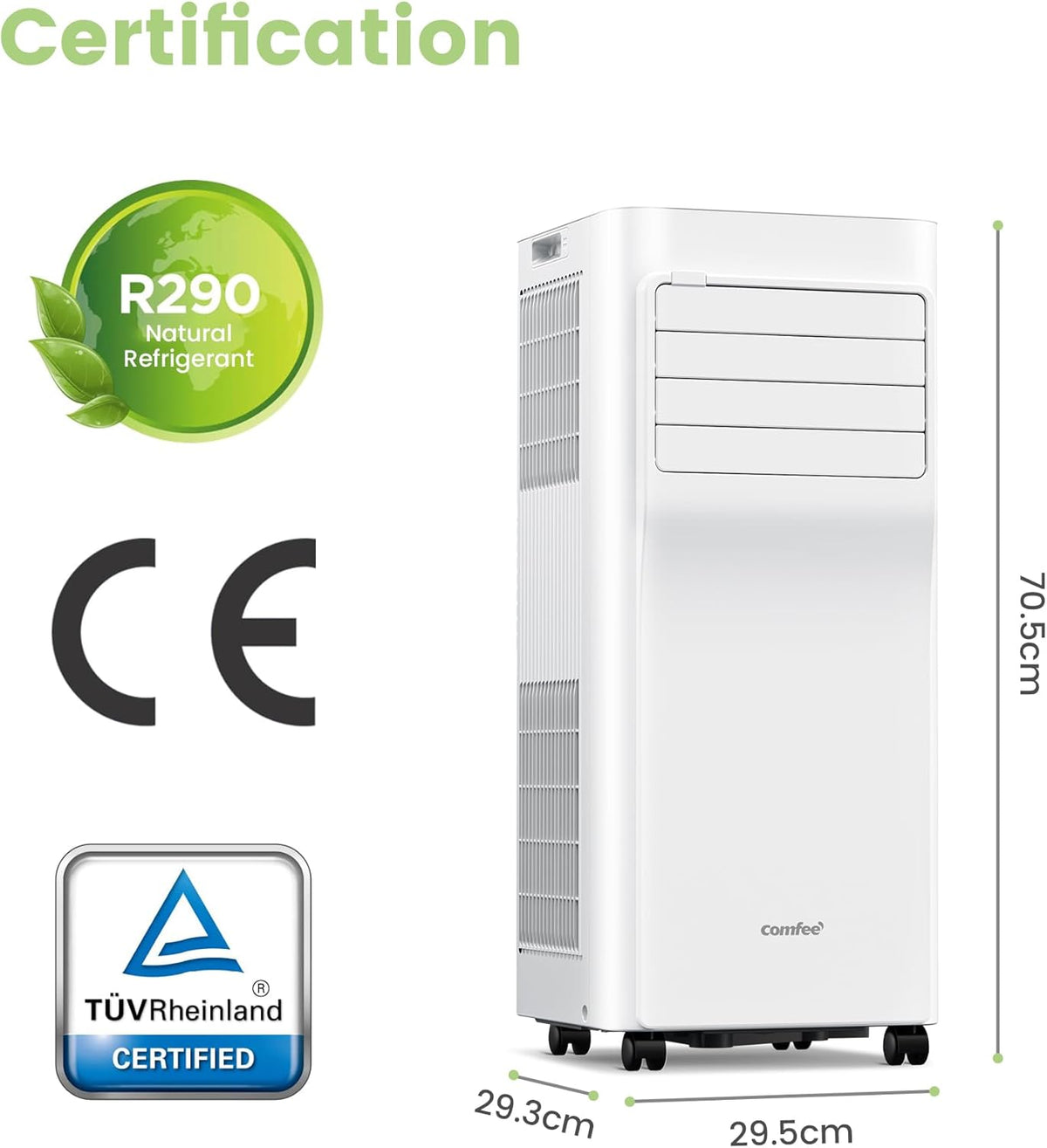 Aire acondicionado portátil Comfee MPPH-09CRN7, 9000 BTU 2,6kW, refrigeración, ventilación y deshumidificación, para habitaciones de hasta 88m³ (33㎡), aire acondicionado portátil con tubo de escape