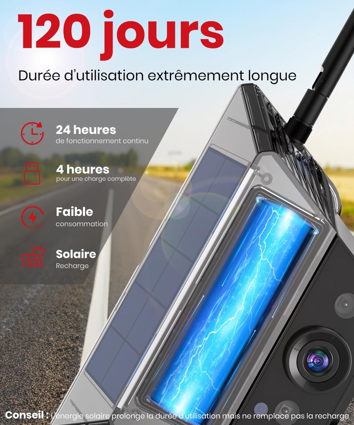 Cámara de visión trasera solar magnética inalámbrica: pantalla HD 1080P de 5 pulgadas, instalación magnética en 1 minuto, señal potente, cámara de visión trasera impermeable IP69K con bolsa de almacenamiento para coche, SUV, camión y remolque
