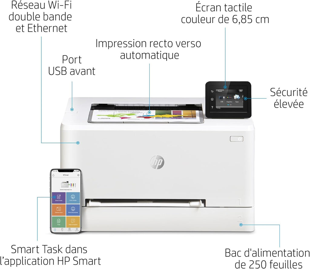 Impresora multifunción láser a color HP Color LaserJet Pro MFP 3302fdwg, fax, impresión automática a doble cara, pantalla táctil, Wi-Fi, Ethernet, USB, HP Wolf Pro Security
