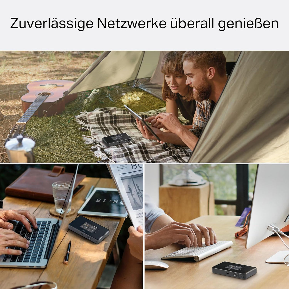 Router Wi-Fi móvil 5G LTE TP-Link M8550 – Hasta 3,4 Gbps, Wi-Fi 6E tribanda, ranura para tarjeta Nano-SIM, WAN/LAN Gigabit, batería de 4680 mAh, pantalla táctil, WireGuard, hasta 32 dispositivos