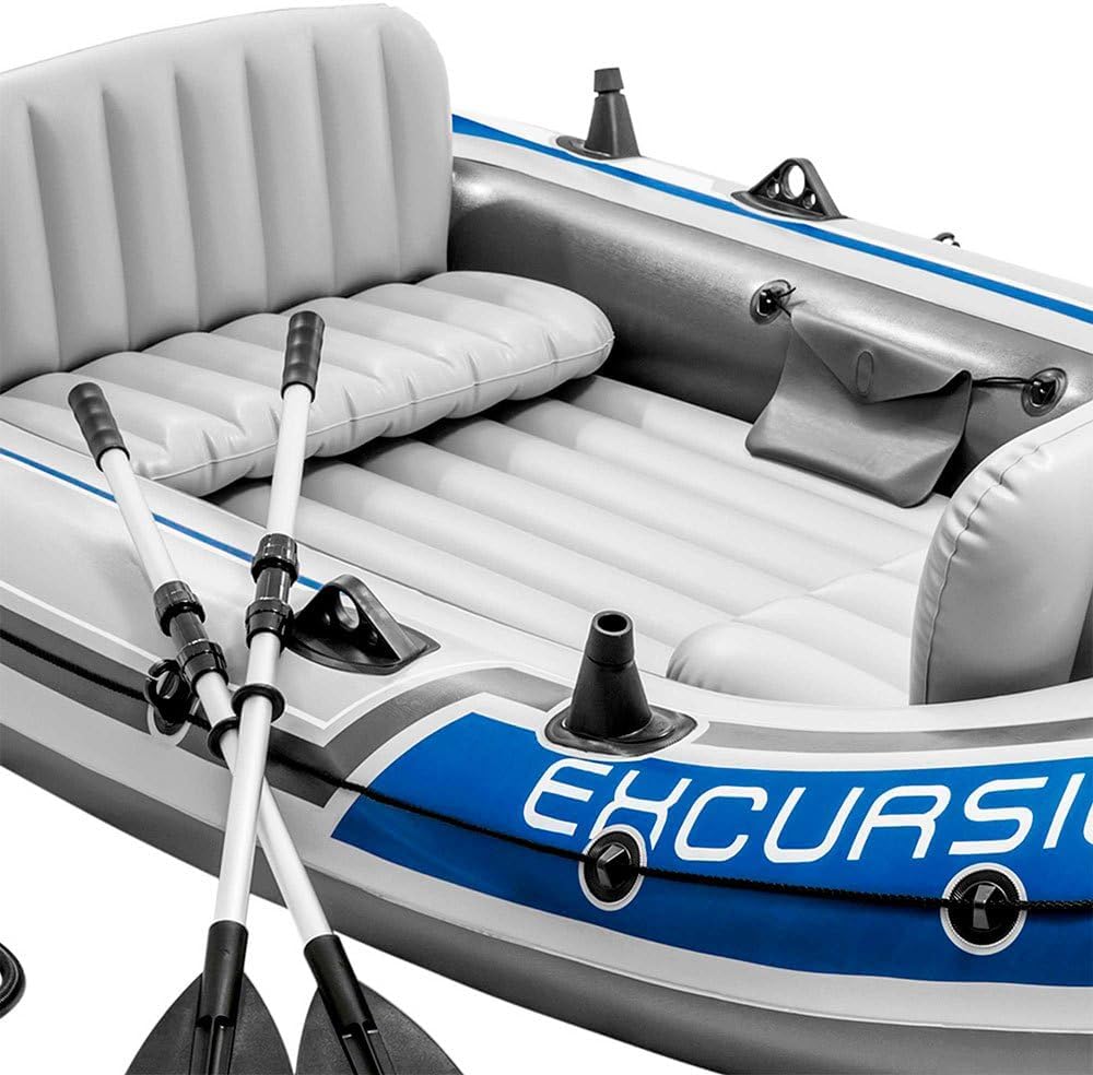 Set de bote inflable Intex Excursion 4 - 315 x 165 x 43 cm - 3 piezas - Gris / Azul