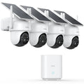 Cámara de seguridad exterior solar aosu D1 2K, 32 GB sin suscripción, PTZ 360°, sistema de 4 cámaras, visión nocturna a color, audio bidireccional, Wi-Fi 2,4/5 GHz
