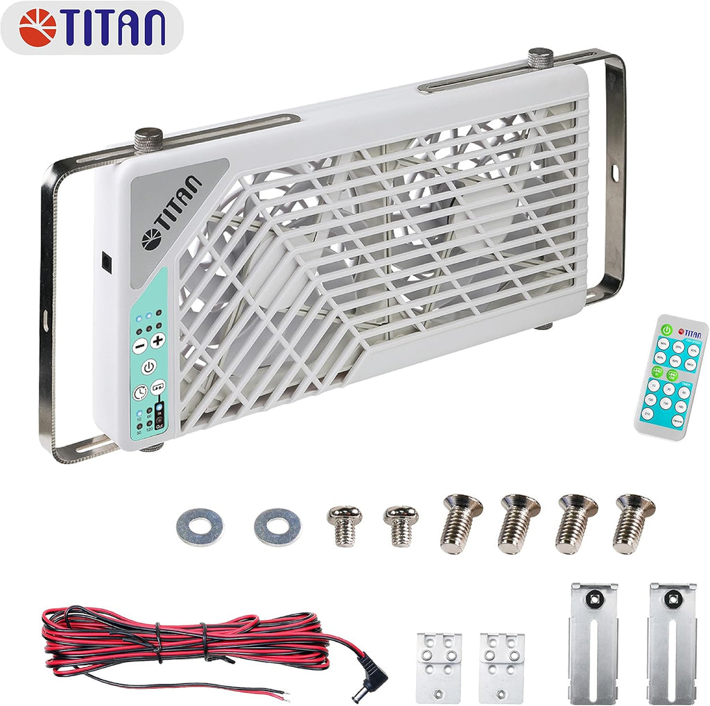 TITAN Leiser Dachventilator, 12 V CC, 140 mm, doble, reversible, ventilador para claraboya con control inalámbrico para autocaravana, caravana, TTC-SC21/V3