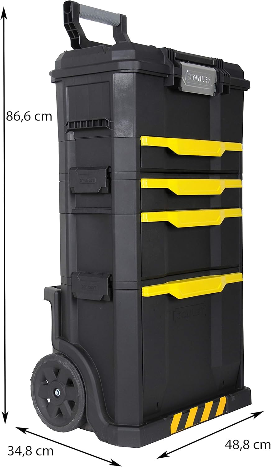 STANLEY Stst1-70344 Caja de herramientas modular 2 en 1 - 77,8 x 48,8 x 34,7 cm - Caja de herramientas desmontable - Estructura de polipropileno - Mango telescópico - Clips laterales - Sin herramientas