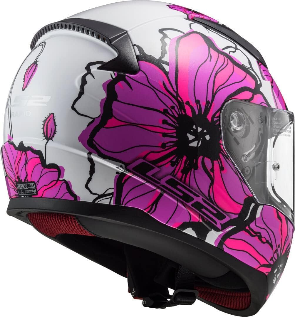 LS2, Casco Integral de Moto Rapid II Poppies Negro Rosa