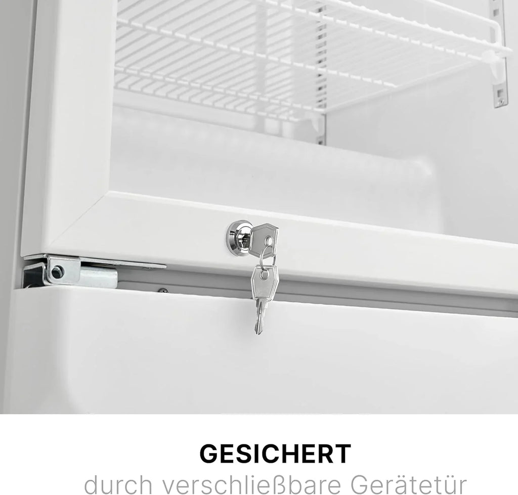 Frigorífico Bomann con puerta de cristal | Nevera para bebidas con cerradura | 6 estantes ajustables en altura | 30 kg por estante | 347 litros | Frigorífico grande | Nevera para botellas con luz LED | KSG 7351 negro