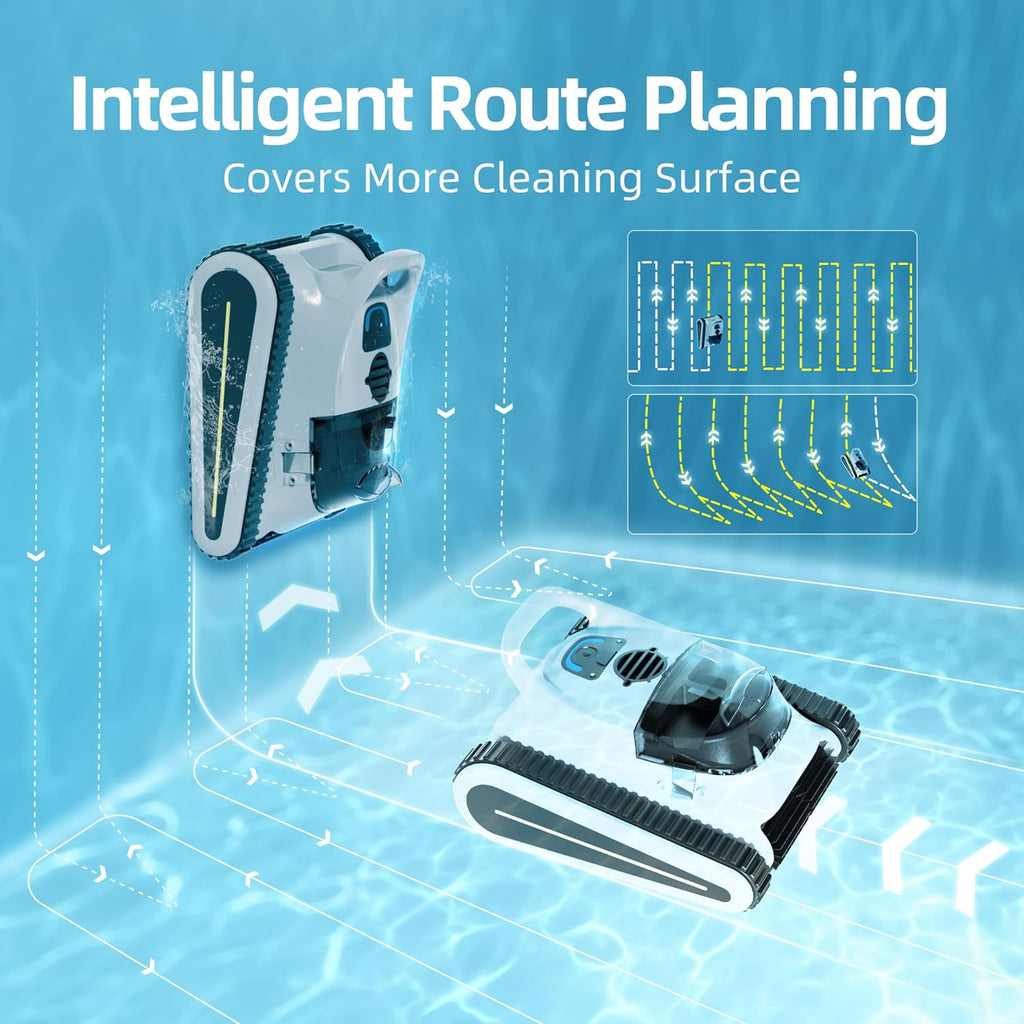 Robot limpiador de piscinas inalámbrico Crab, para escalada de paredes, limpiafondos automático, apto para paredes y suelos de piscinas de hasta 150 m².