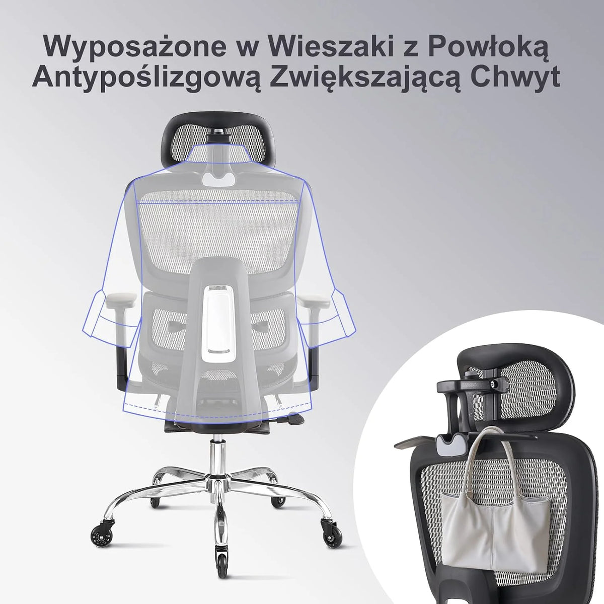 LarkLeaves Ergonomiczny Fotel Biurowy z Podnóżkiem Czarny L10 Pro