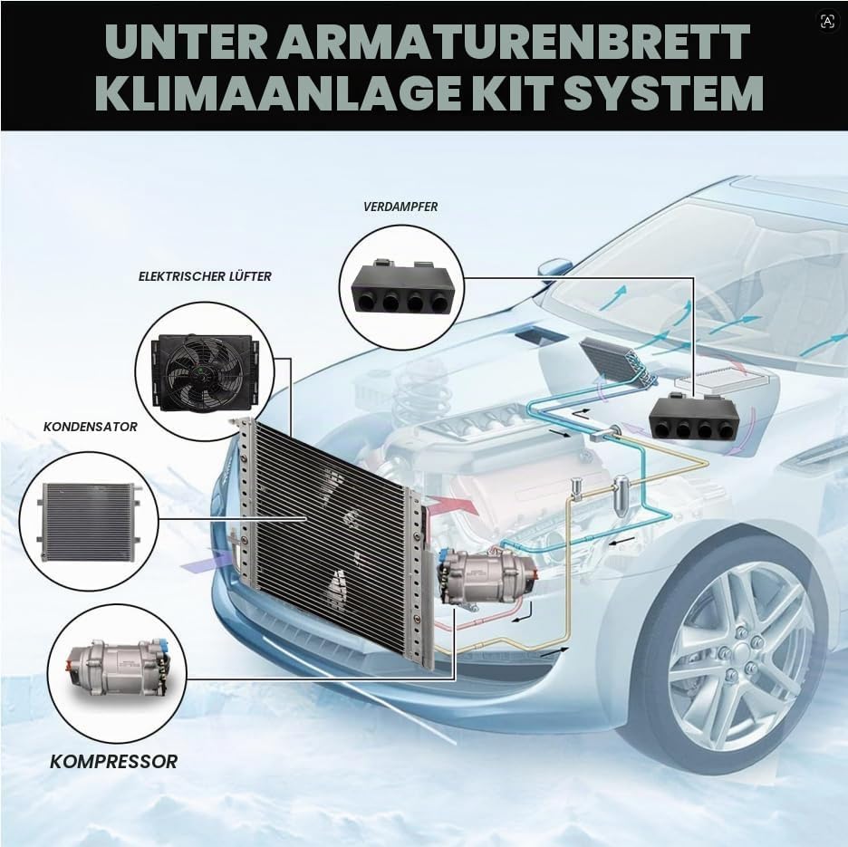 Aire acondicionado universal Gouku, 12 V, solo función de refrigeración, ajuste universal, furgoneta, taxi, autocaravanas, camión, eléctrico, CA, ahorro de energía, negro