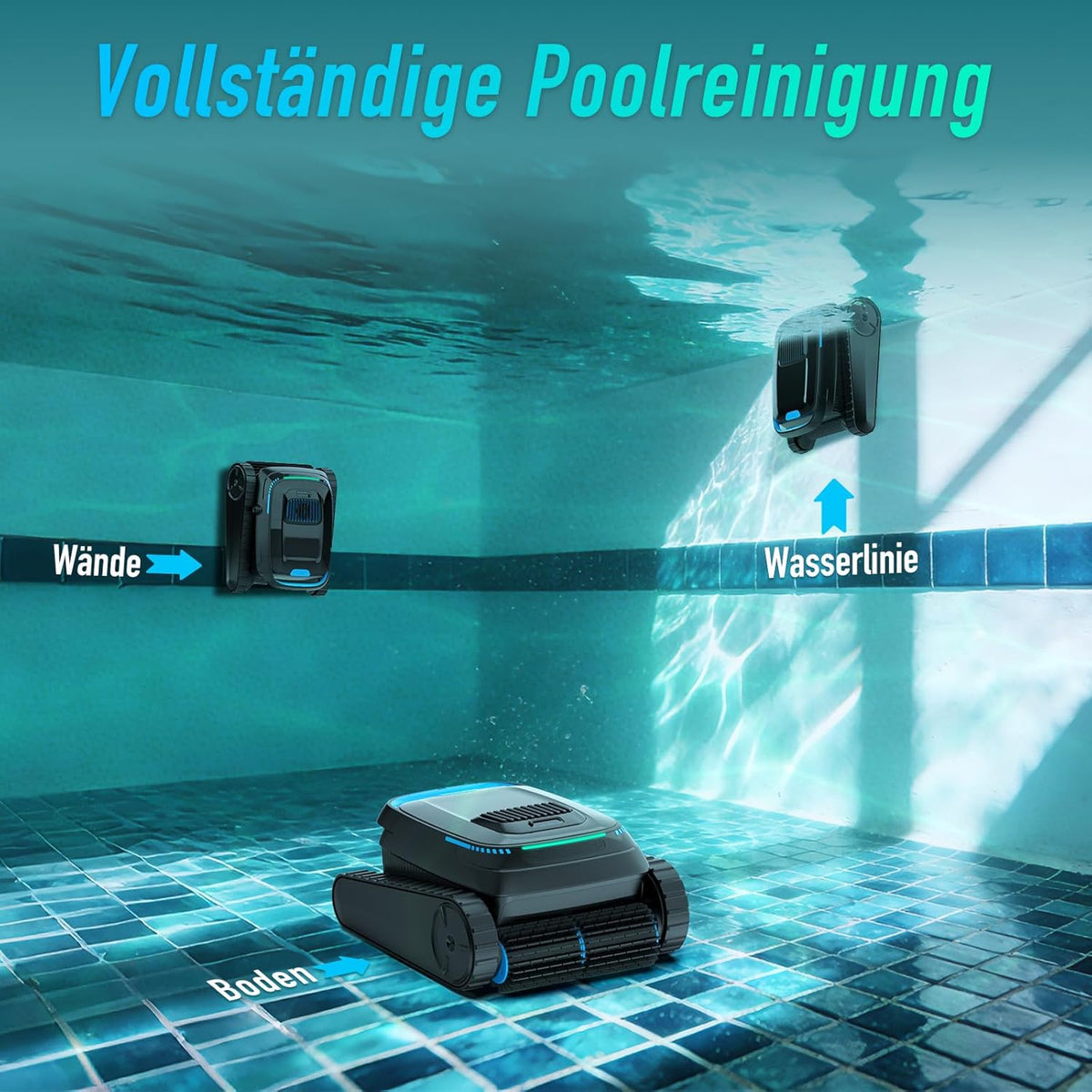 (Nuevo 2026) Robot limpiafondos PC10, aspirador de piscina a batería inalámbrico, robot de piscina para suelo y paredes, línea de flotación, 18927 LPH, navegación inteligente, escalada de paredes, limpiafondos para piscinas de hasta 170㎡