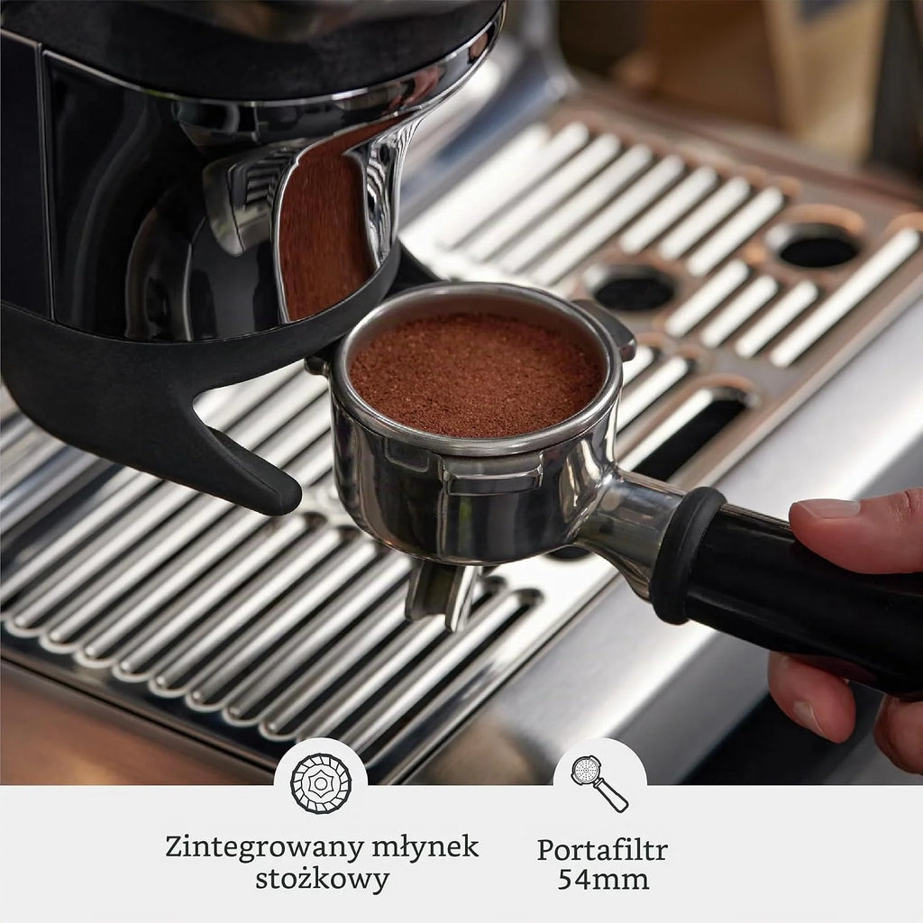 Sage Barista Express Impress - Ekspres do kawy od ziaren do filiżanki z młynkiem i spieniaczem mleka, Szczotkowana Stal Nierdzewna