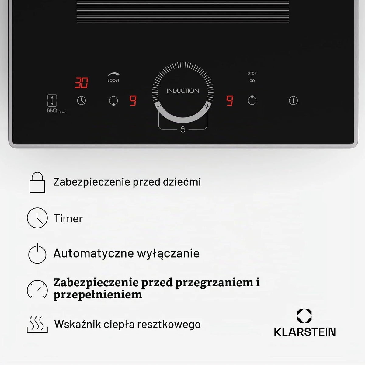 Klarstein Wpuszczana elektryczna płyta indukcyjna, podwójna płyta grzewcza, płyta indukcyjna z 2 palnikami, 3500 W x2 indukcyjne stoły kuchenne, sterowanie dotykowe, cyfrowy wyświetlacz i timer