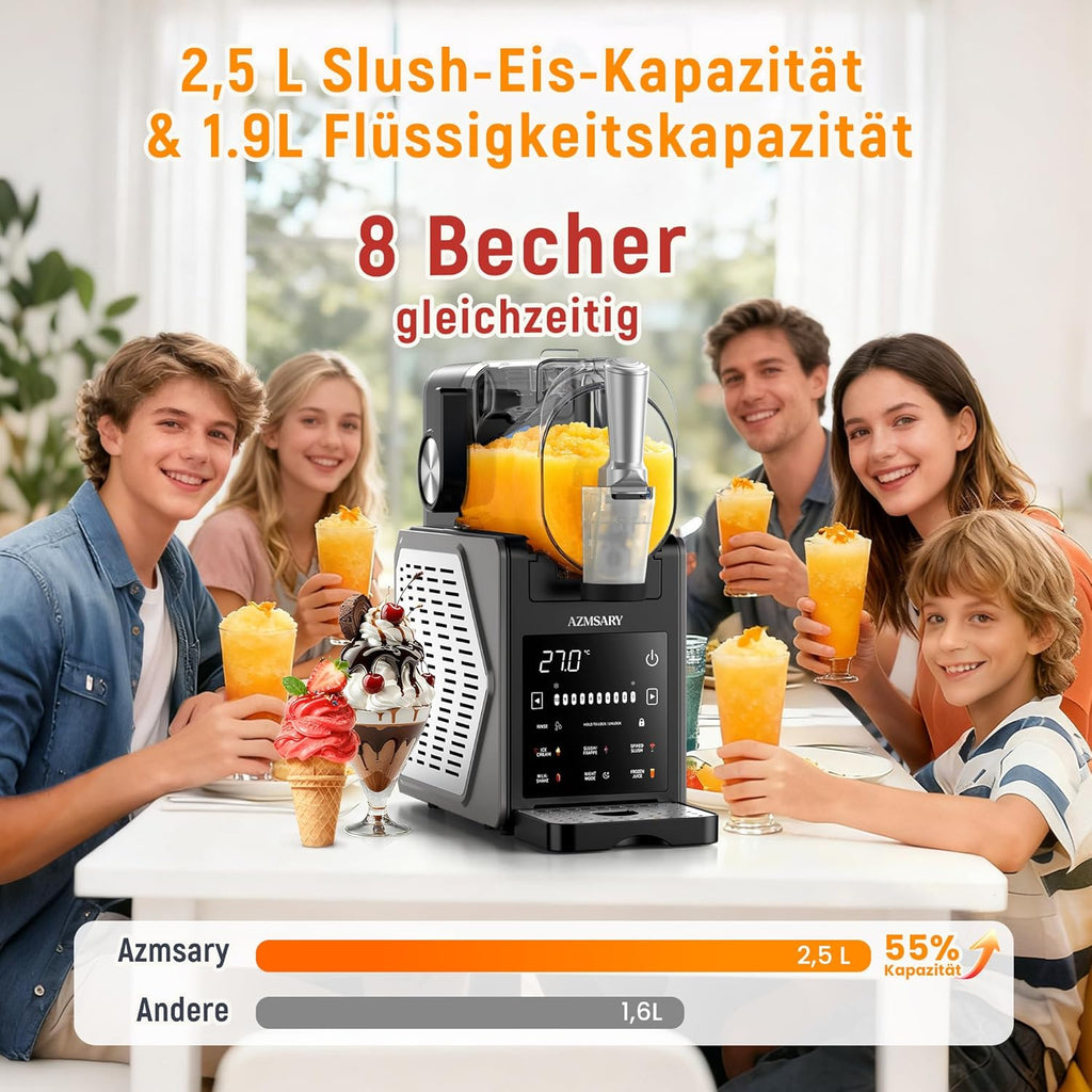 Máquina de granizados: máquina de helados y granizados de 2,5 L para el hogar, con pantalla LED, 6 programas preestablecidos para helados, frappés, batidos y limpieza automática (negro)