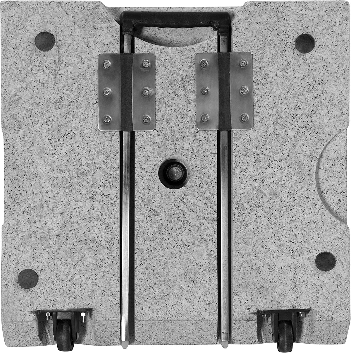 Base de granito con ruedas Doppler de 45 kg | Soporte para sombrillas con un diámetro máximo de 250 cm y un diámetro de tubo de 3,2-6,0 cm | Base para sombrilla con asa extensible
