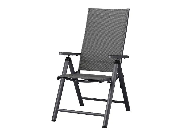 Conjunto de aluminio "Houston", 9 piezas: mesa extensible y 8 sillas de respaldo alto, gris