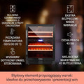 Klarstein Vinovilla chłodziarka do wina do zabudowy, dwustrefowa winiarka ze szklanymi drzwiami, 129 l, 4 wyjmowane drewniane półki, oświetlenie LED w 3 kolorach, cichy silnik 44 dB, 43 butelki